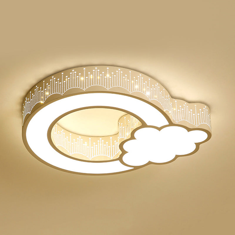 Child Bedroom Etched Ceiling Mount Light Metal Acrylic Lovely White LED Ceiling Lamp Clearhalo 'Ceiling Lights' 'Close To Ceiling Lights' 'Close to ceiling' 'Flush mount' Lighting' 200195