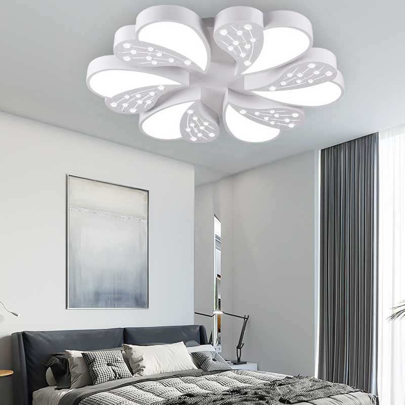 Pretty Modern White Flush Mount Light Floral Metal Acrylic Ceiling Lamp with Crystal for Baby Room Clearhalo 'Ceiling Lights' 'Close To Ceiling Lights' 'Close to ceiling' 'Flush mount' Lighting' 200212