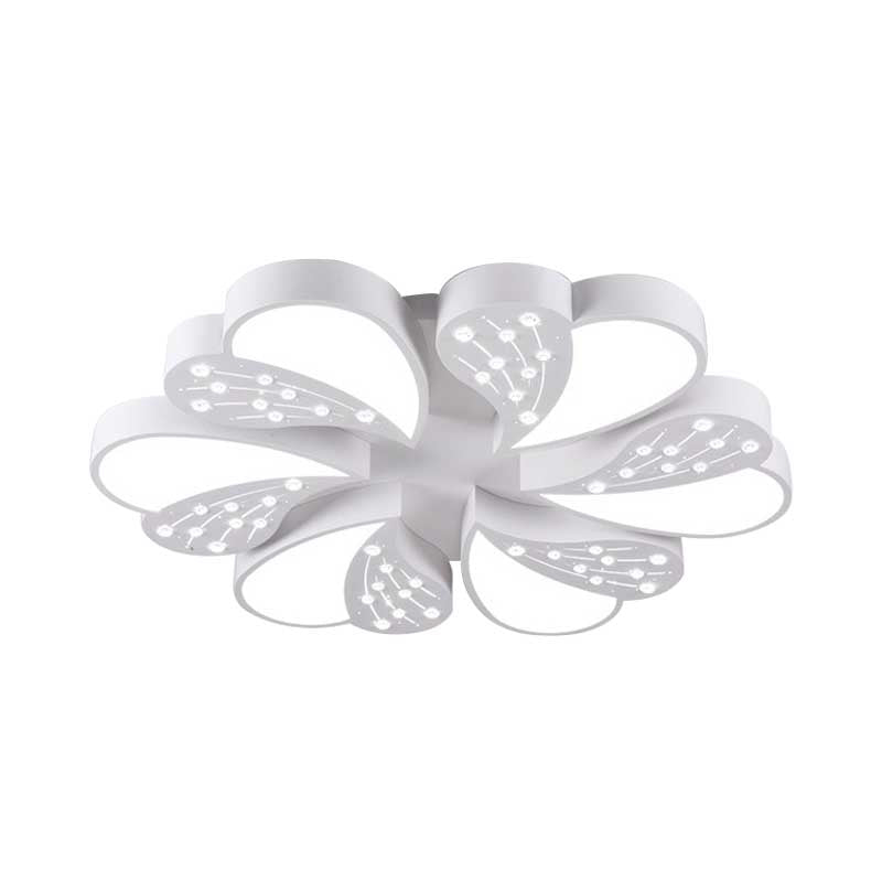 Pretty Modern White Flush Mount Light Floral Metal Acrylic Ceiling Lamp with Crystal for Baby Room Clearhalo 'Ceiling Lights' 'Close To Ceiling Lights' 'Close to ceiling' 'Flush mount' Lighting' 200213