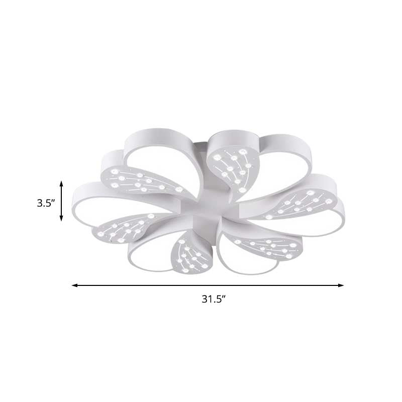 Pretty Modern White Flush Mount Light Floral Metal Acrylic Ceiling Lamp with Crystal for Baby Room Clearhalo 'Ceiling Lights' 'Close To Ceiling Lights' 'Close to ceiling' 'Flush mount' Lighting' 200214