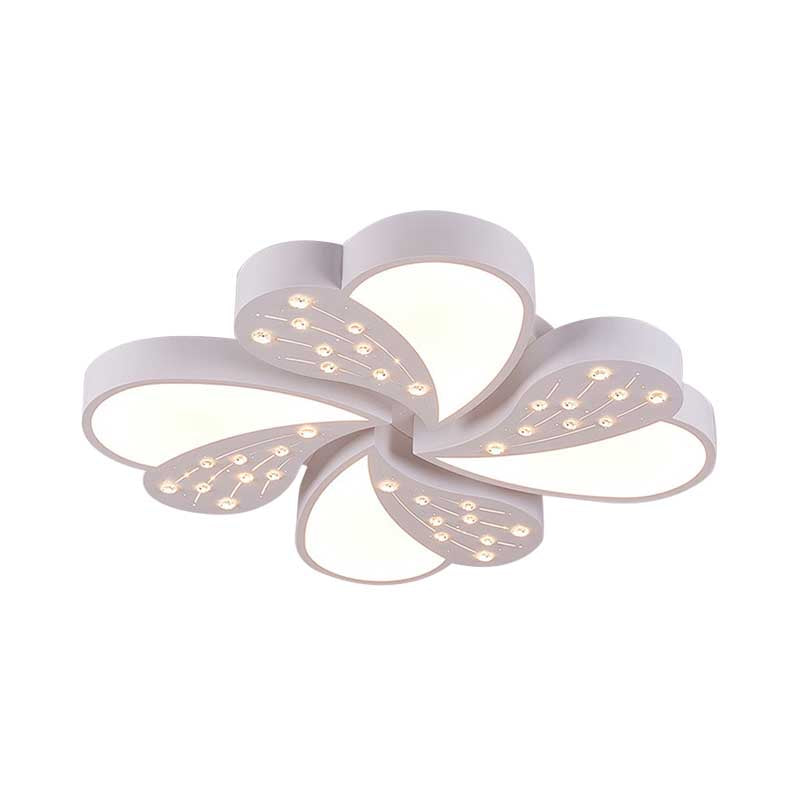 Pretty Modern White Flush Mount Light Floral Metal Acrylic Ceiling Lamp with Crystal for Baby Room Clearhalo 'Ceiling Lights' 'Close To Ceiling Lights' 'Close to ceiling' 'Flush mount' Lighting' 200221