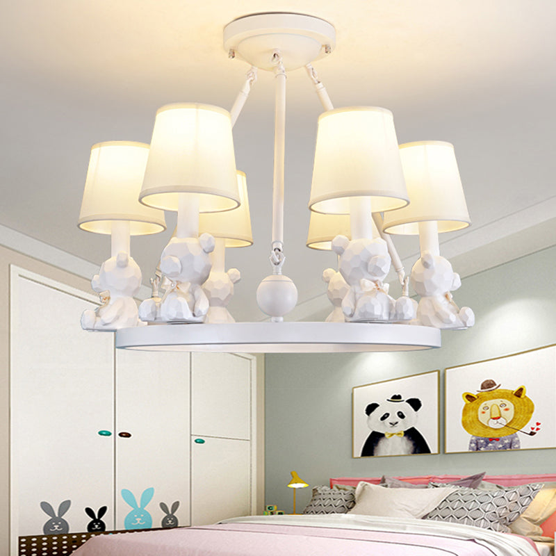 Nordic Hanging Light Fixtures with Tapered Shade Fabric Hanging Chandelier for Bedroom Clearhalo 'Ceiling Lights' 'Chandeliers' Lighting' options 200256