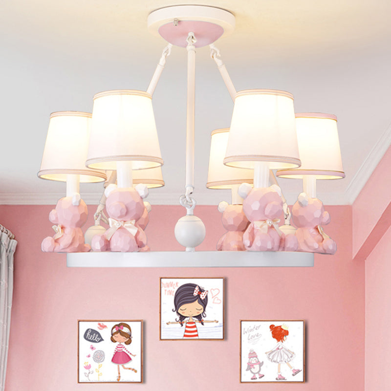 Nordic Hanging Light Fixtures with Tapered Shade Fabric Hanging Chandelier for Bedroom 6 Pink Clearhalo 'Ceiling Lights' 'Chandeliers' Lighting' options 200263_7ae28b79-0019-47df-9ede-c3dc60709cbd