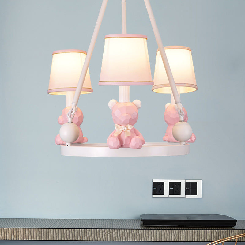 Nordic Hanging Light Fixtures with Tapered Shade Fabric Hanging Chandelier for Bedroom 3 Pink Clearhalo 'Ceiling Lights' 'Chandeliers' Lighting' options 200265_0ac3ab3a-5ccd-404c-bca2-f1022f0153fa