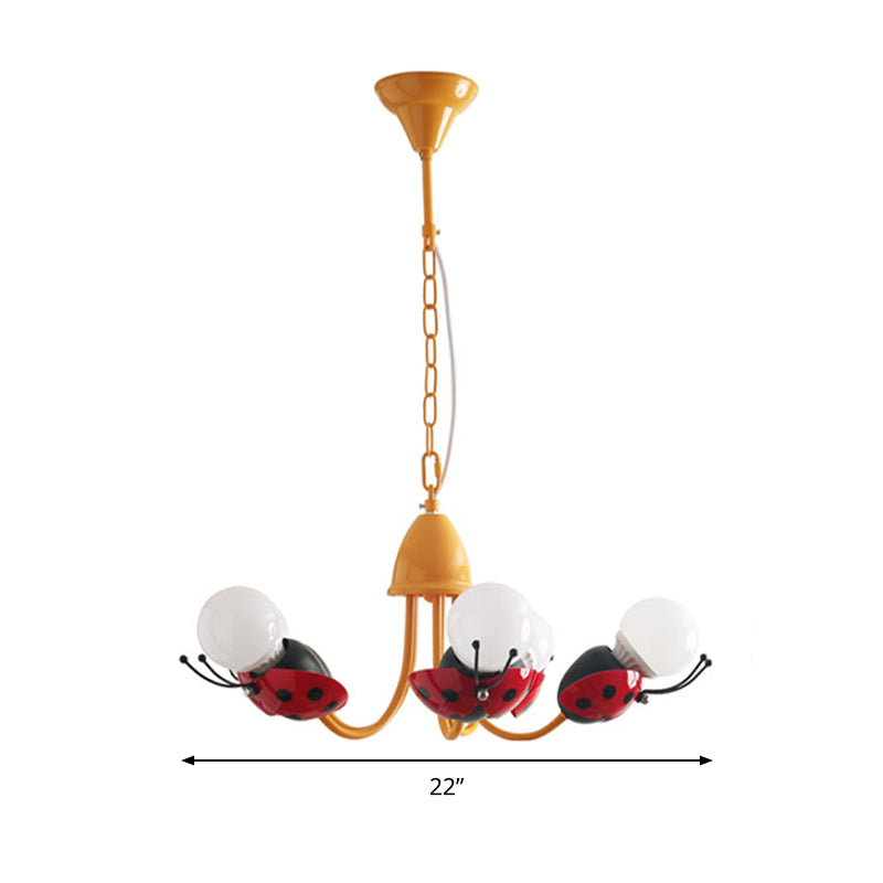 Lady Beetle Bedroom Hanging Chandelier Glass Cartoon Hanging Pendant Lights in Red Clearhalo 'Ceiling Lights' 'Chandeliers' Lighting' options 200369