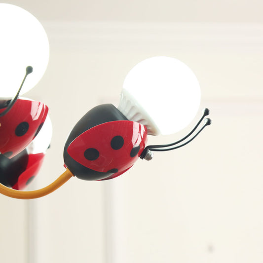 Lady Beetle Bedroom Hanging Chandelier Glass Cartoon Hanging Pendant Lights in Red Clearhalo 'Ceiling Lights' 'Chandeliers' Lighting' options 200370