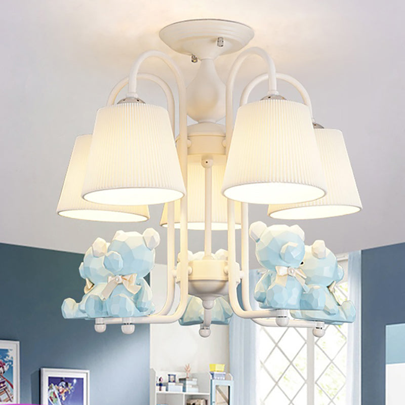 Contemporary Tapered Shade Hanging Lights Fabric Hanging Chandelier for Living Room Blue Clearhalo 'Ceiling Lights' 'Chandeliers' Lighting' options 200384_a1b30e9c-3ba2-4ebe-8e7c-48ebbe2343fa