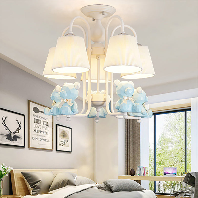 Contemporary Tapered Shade Hanging Lights Fabric Hanging Chandelier for Living Room Clearhalo 'Ceiling Lights' 'Chandeliers' Lighting' options 200385