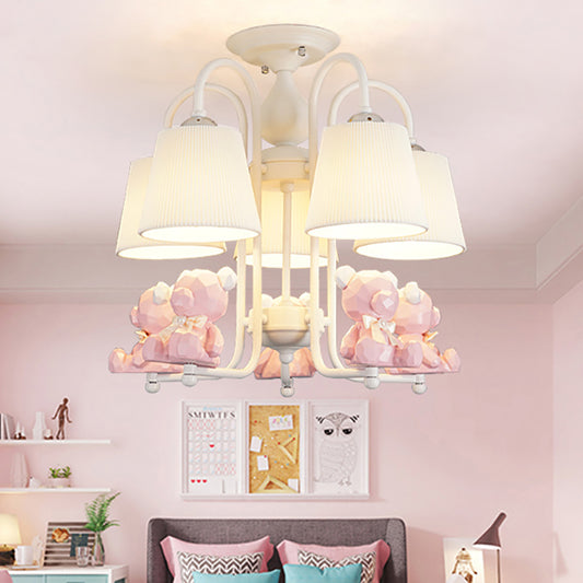 Contemporary Tapered Shade Hanging Lights Fabric Hanging Chandelier for Living Room Clearhalo 'Ceiling Lights' 'Chandeliers' Lighting' options 200389