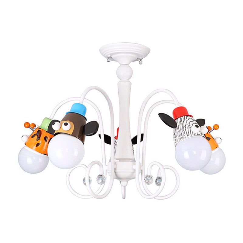 Kid Bedroom Animal Hanging Lights Metal Cartoon White Hanging Light Fixtures Clearhalo 'Ceiling Lights' 'Chandeliers' Lighting' options 200399