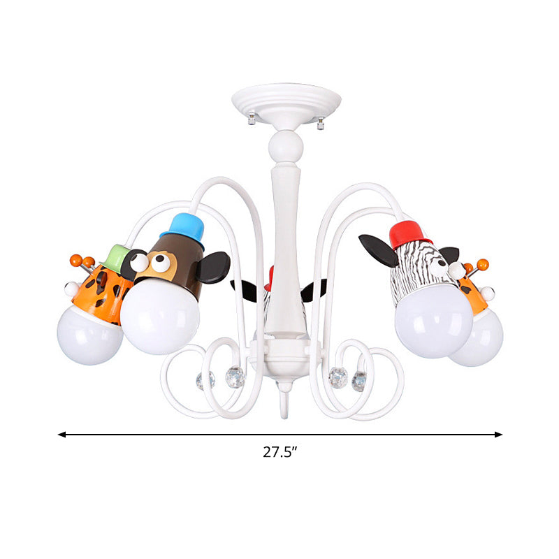 Kid Bedroom Animal Hanging Lights Metal Cartoon White Hanging Light Fixtures Clearhalo 'Ceiling Lights' 'Chandeliers' Lighting' options 200400