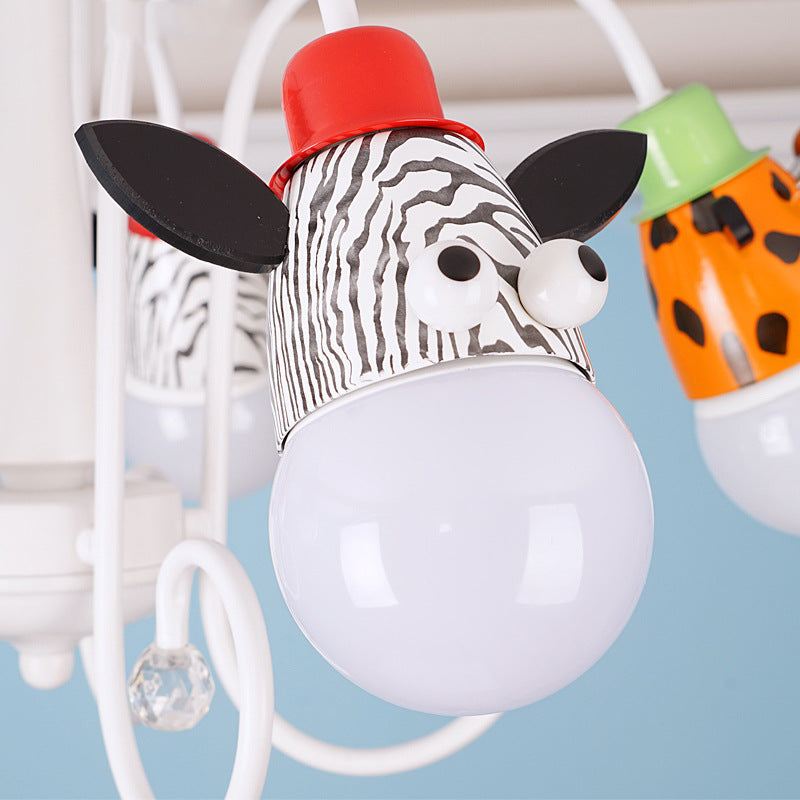 Kid Bedroom Animal Hanging Lights Metal Cartoon White Hanging Light Fixtures Clearhalo 'Ceiling Lights' 'Chandeliers' Lighting' options 200401