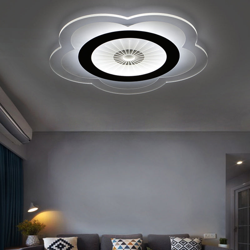 Kids White LED Flush Ceiling Light Flower Acrylic Eye-Caring Ceiling Lamp for Study Room White White Clearhalo 'Ceiling Lights' 'Close To Ceiling Lights' 'Close to ceiling' 'Flush mount' Lighting' 200425