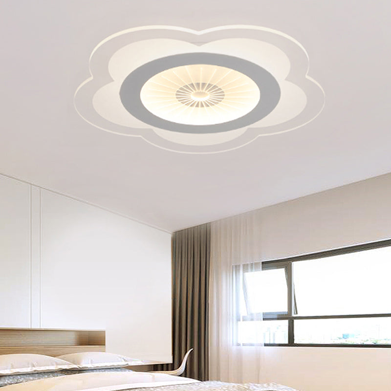 Kids White LED Flush Ceiling Light Flower Acrylic Eye-Caring Ceiling Lamp for Study Room White Warm Clearhalo 'Ceiling Lights' 'Close To Ceiling Lights' 'Close to ceiling' 'Flush mount' Lighting' 200426