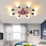 American Style Round Ceiling Light Metal Red and Blue Flush Mount Ceiling Light for Bedroom Clearhalo 'Ceiling Lights' 'Close To Ceiling Lights' 'Close to ceiling' 'Semi-flushmount' Lighting' 200462