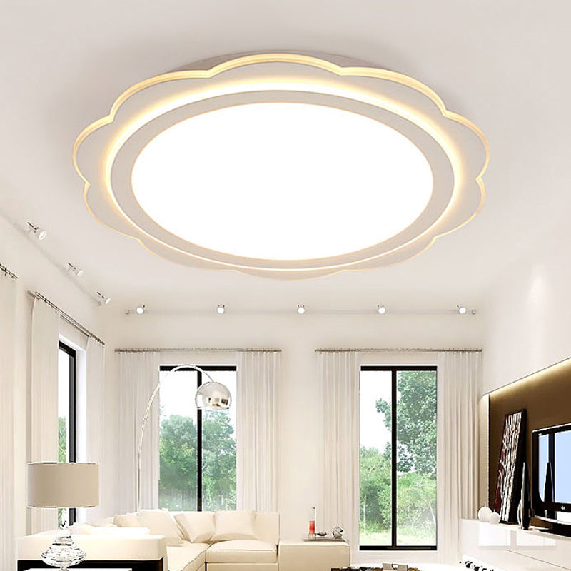 White Flower Shaped Flush Mount Light Acrylic Simple Acrylic LED Ceiling Lamp for Bedroom Porch White Warm Clearhalo 'Ceiling Lights' 'Close To Ceiling Lights' 'Close to ceiling' 'Flush mount' Lighting' 200466