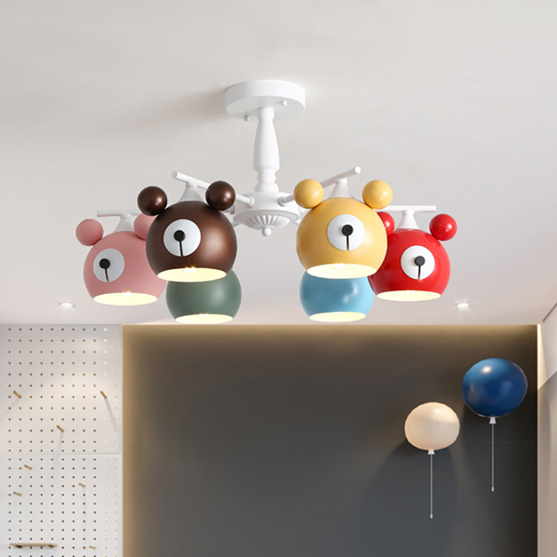 Kid Bedroom Animal Pendant Lighting Metal Cartoon Multi Color Hanging Ornaments Clearhalo 'Ceiling Lights' 'Chandeliers' Lighting' options 200479