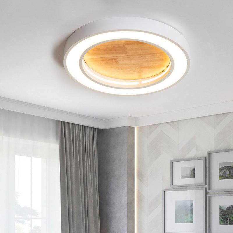 Acrylic Wood Round Flushmount Light Boys Bedroom Nordic Style LED Ceiling Fixture White Clearhalo 'Ceiling Lights' 'Close To Ceiling Lights' 'Close to ceiling' 'Flush mount' Lighting' 200484