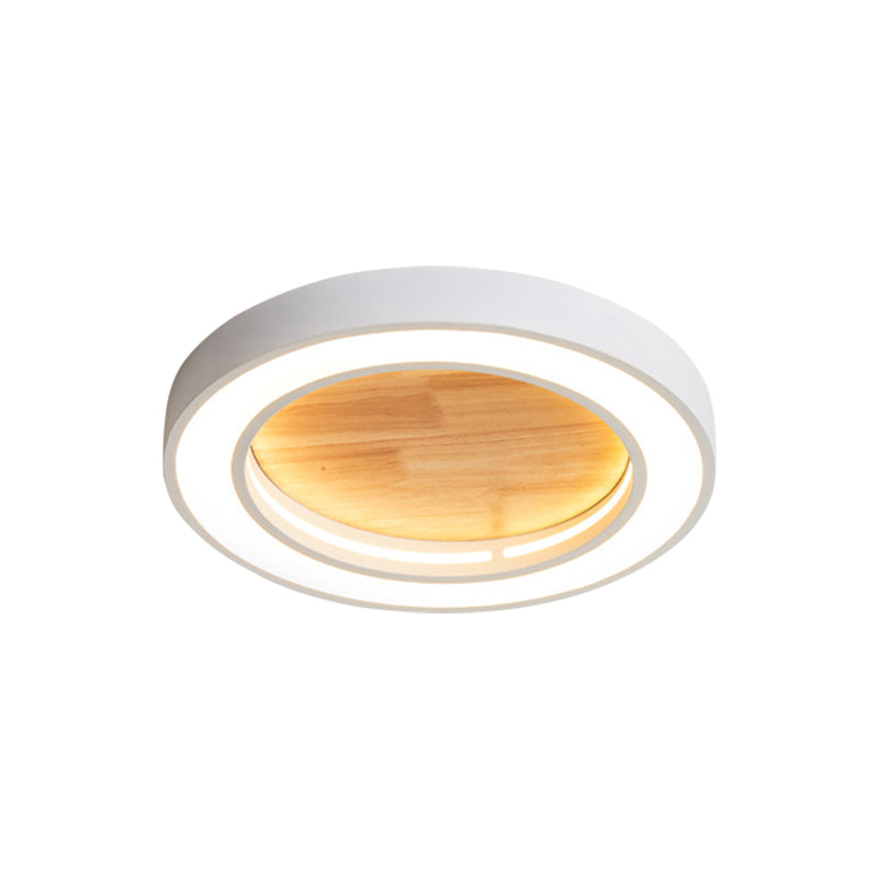 Acrylic Wood Round Flushmount Light Boys Bedroom Nordic Style LED Ceiling Fixture Clearhalo 'Ceiling Lights' 'Close To Ceiling Lights' 'Close to ceiling' 'Flush mount' Lighting' 200486