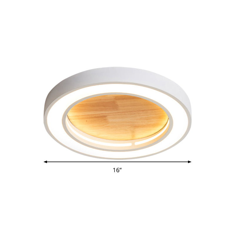 Acrylic Wood Round Flushmount Light Boys Bedroom Nordic Style LED Ceiling Fixture Clearhalo 'Ceiling Lights' 'Close To Ceiling Lights' 'Close to ceiling' 'Flush mount' Lighting' 200487