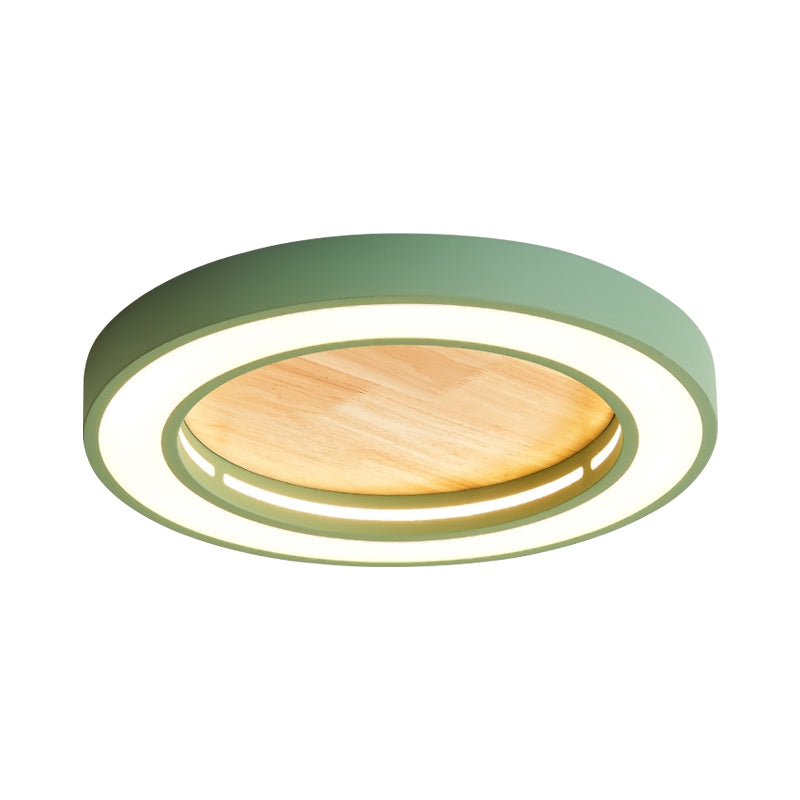 Acrylic Wood Round Flushmount Light Boys Bedroom Nordic Style LED Ceiling Fixture Clearhalo 'Ceiling Lights' 'Close To Ceiling Lights' 'Close to ceiling' 'Flush mount' Lighting' 200490