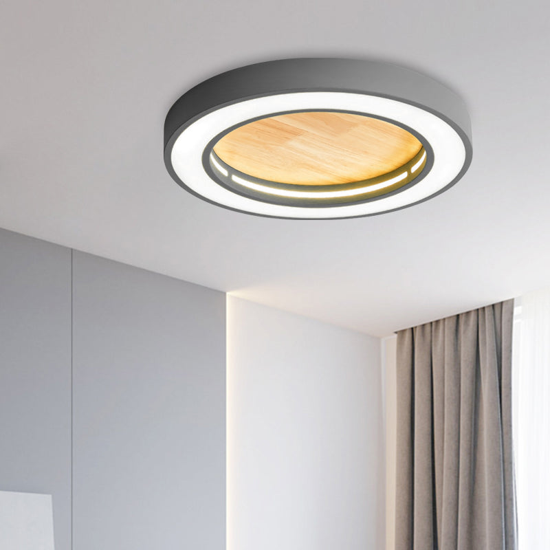 Acrylic Wood Round Flushmount Light Boys Bedroom Nordic Style LED Ceiling Fixture Clearhalo 'Ceiling Lights' 'Close To Ceiling Lights' 'Close to ceiling' 'Flush mount' Lighting' 200492