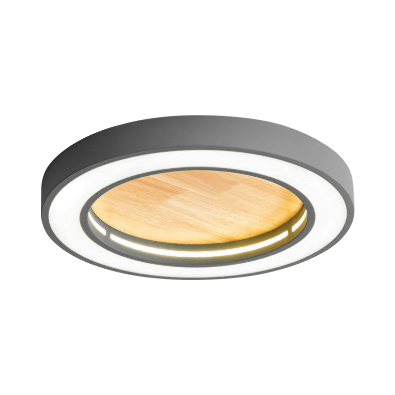 Acrylic Wood Round Flushmount Light Boys Bedroom Nordic Style LED Ceiling Fixture Clearhalo 'Ceiling Lights' 'Close To Ceiling Lights' 'Close to ceiling' 'Flush mount' Lighting' 200493