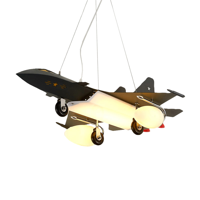 Nordic Fighter Plane Chandelier Metal Hanging Ceiling Lamp in Black for Dining Room Clearhalo 'Ceiling Lights' 'Chandeliers' Lighting' options 200496