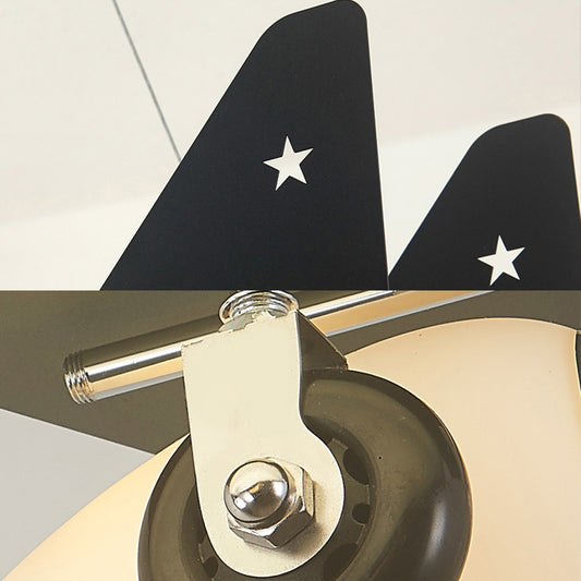 Nordic Fighter Plane Chandelier Metal Hanging Ceiling Lamp in Black for Dining Room Clearhalo 'Ceiling Lights' 'Chandeliers' Lighting' options 200498