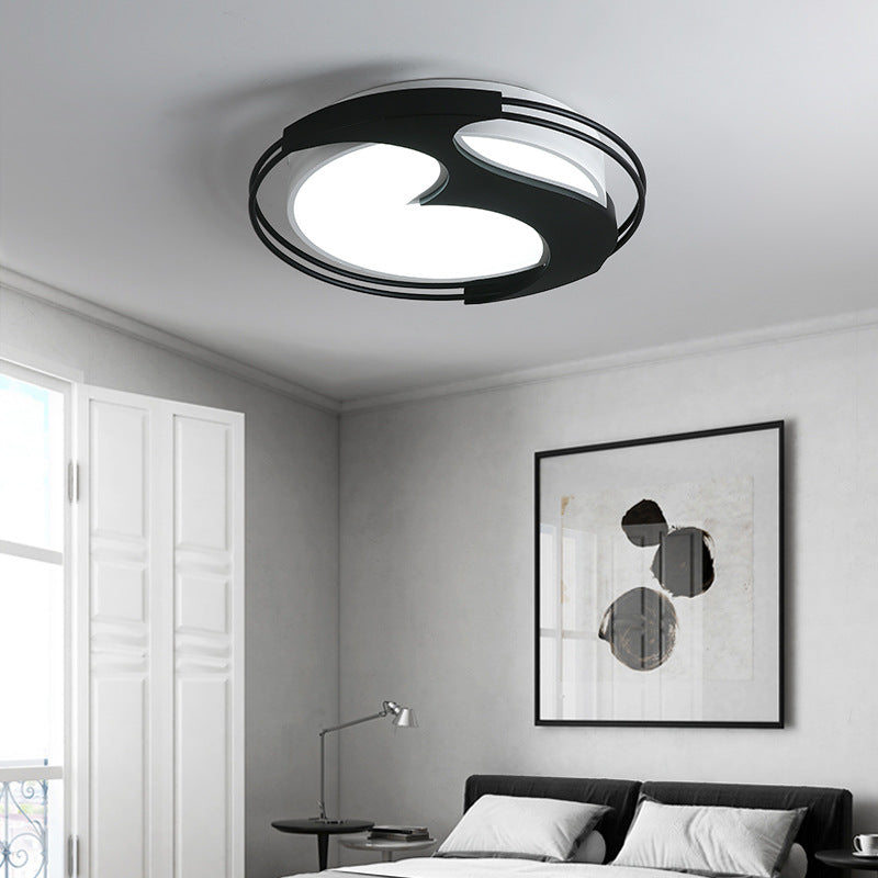 Acrylic Round LED Flush Ceiling Light with Abstract Pattern Kids Ceiling Lamp in Black for Hotel Black 18" Clearhalo 'Ceiling Lights' 'Close To Ceiling Lights' 'Close to ceiling' 'Flush mount' Lighting' 200500