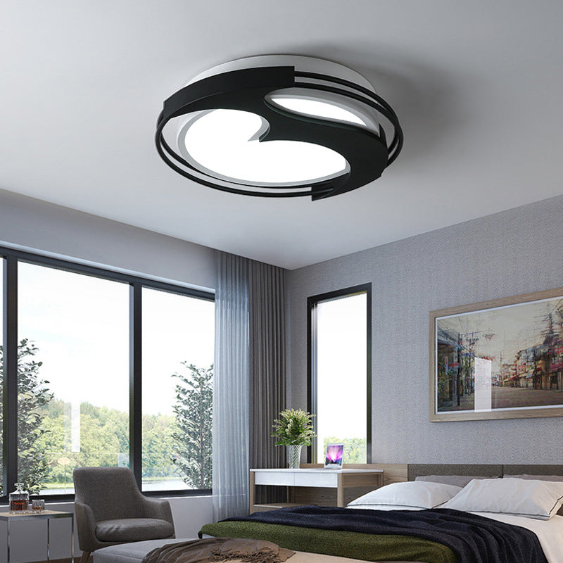 Acrylic Round LED Flush Ceiling Light with Abstract Pattern Kids Ceiling Lamp in Black for Hotel Clearhalo 'Ceiling Lights' 'Close To Ceiling Lights' 'Close to ceiling' 'Flush mount' Lighting' 200501