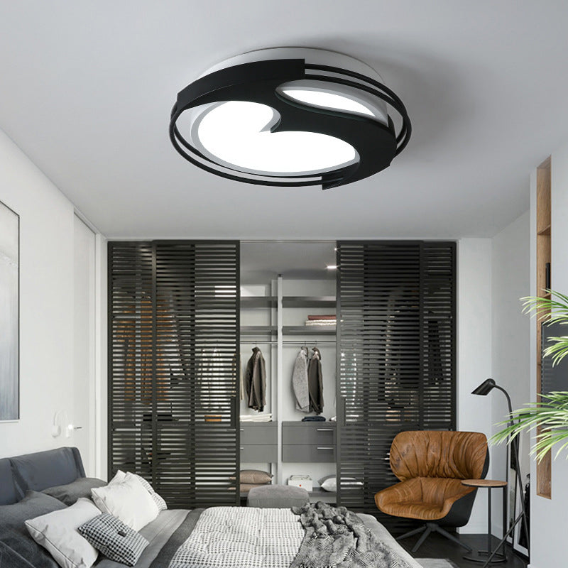 Acrylic Round LED Flush Ceiling Light with Abstract Pattern Kids Ceiling Lamp in Black for Hotel Clearhalo 'Ceiling Lights' 'Close To Ceiling Lights' 'Close to ceiling' 'Flush mount' Lighting' 200502