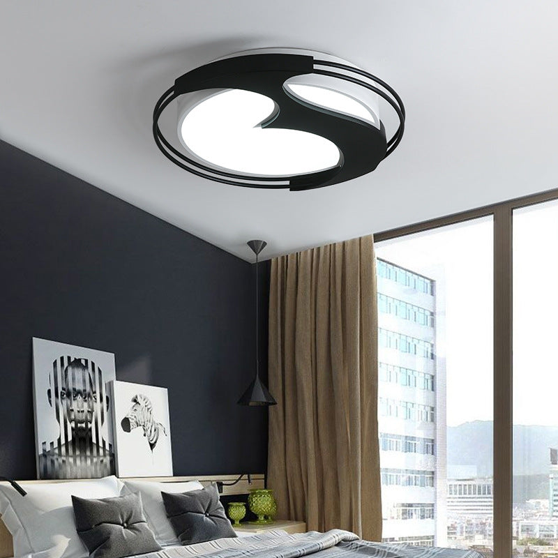 Acrylic Round LED Flush Ceiling Light with Abstract Pattern Kids Ceiling Lamp in Black for Hotel Clearhalo 'Ceiling Lights' 'Close To Ceiling Lights' 'Close to ceiling' 'Flush mount' Lighting' 200503