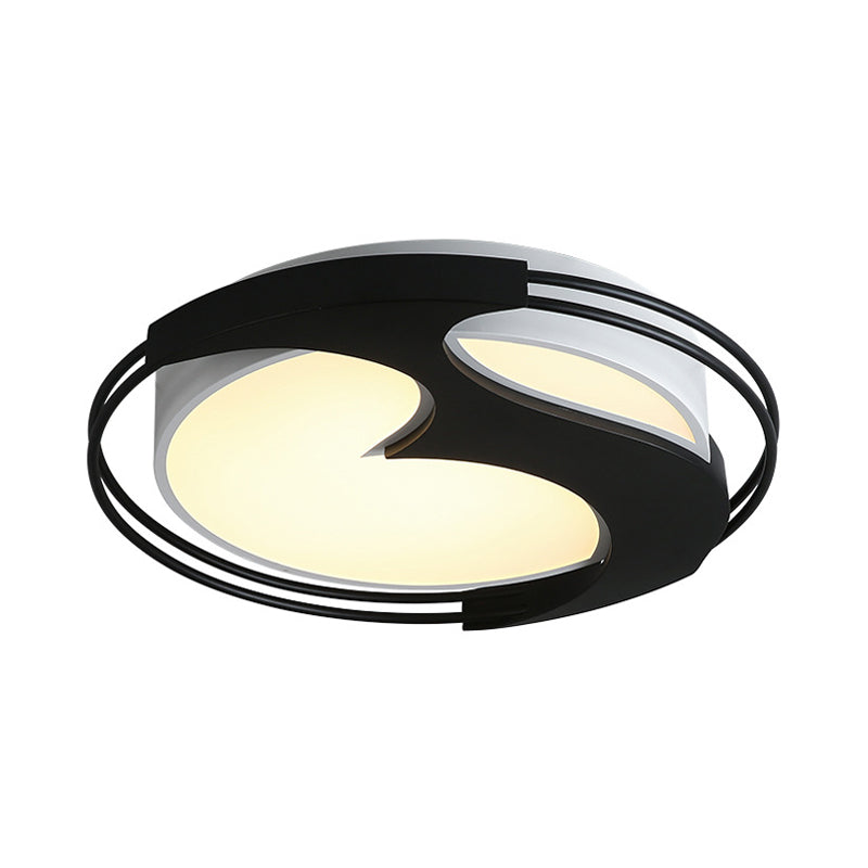 Acrylic Round LED Flush Ceiling Light with Abstract Pattern Kids Ceiling Lamp in Black for Hotel Clearhalo 'Ceiling Lights' 'Close To Ceiling Lights' 'Close to ceiling' 'Flush mount' Lighting' 200504