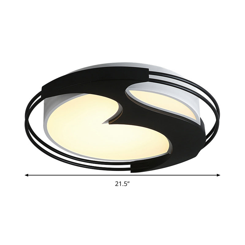 Acrylic Round LED Flush Ceiling Light with Abstract Pattern Kids Ceiling Lamp in Black for Hotel Clearhalo 'Ceiling Lights' 'Close To Ceiling Lights' 'Close to ceiling' 'Flush mount' Lighting' 200505