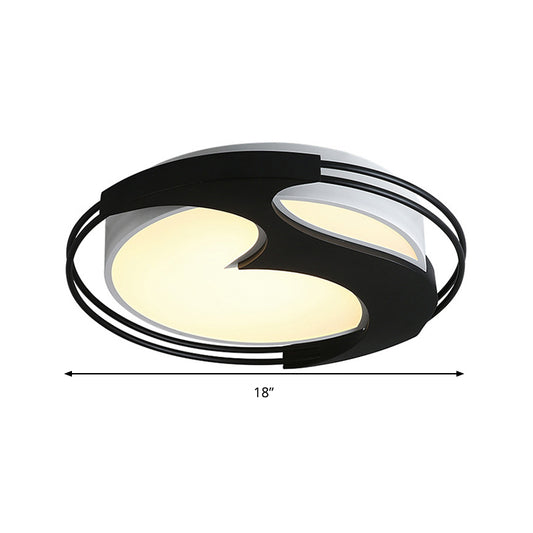 Acrylic Round LED Flush Ceiling Light with Abstract Pattern Kids Ceiling Lamp in Black for Hotel Clearhalo 'Ceiling Lights' 'Close To Ceiling Lights' 'Close to ceiling' 'Flush mount' Lighting' 200506