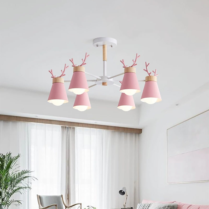 Deer Horn Kids Room Lighting Pendant Chandelier Iron Modern Fashion Hanging Chandelier Clearhalo 'Ceiling Lights' 'Chandeliers' Lighting' options 200530