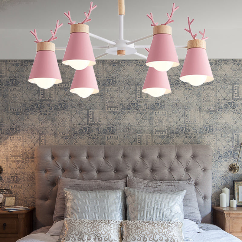 Deer Horn Kids Room Lighting Pendant Chandelier Iron Modern Fashion Hanging Chandelier Clearhalo 'Ceiling Lights' 'Chandeliers' Lighting' options 200531