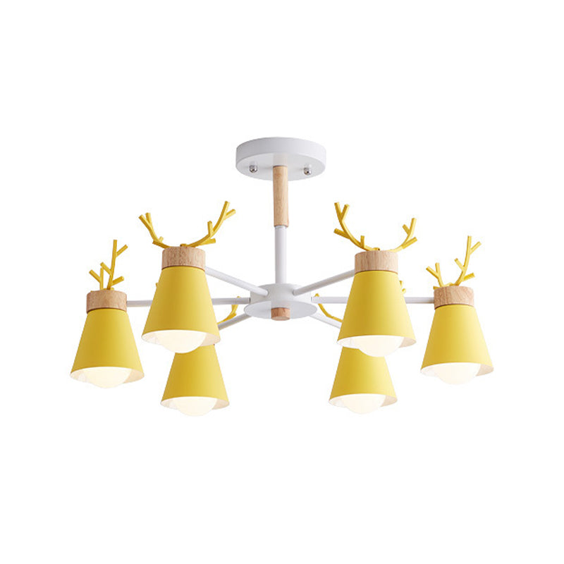 Deer Horn Kids Room Lighting Pendant Chandelier Iron Modern Fashion Hanging Chandelier Clearhalo 'Ceiling Lights' 'Chandeliers' Lighting' options 200535