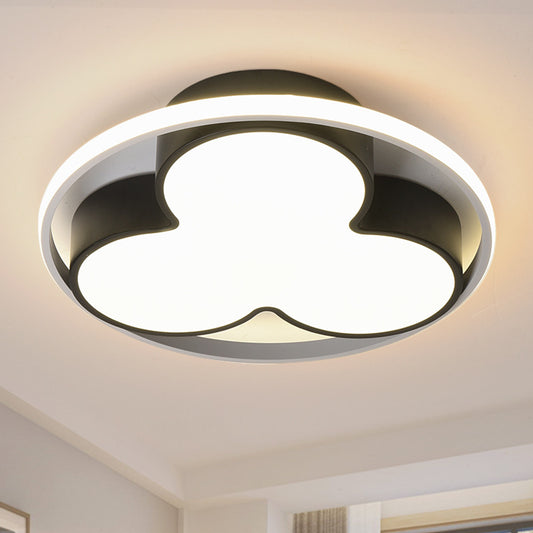 Child Bedroom Flower Ceiling Mount Light with Ring Acrylic Nordic Style LED Ceiling Lamp Black 19.5" Clearhalo 'Ceiling Lights' 'Close To Ceiling Lights' 'Close to ceiling' 'Flush mount' Lighting' 200565