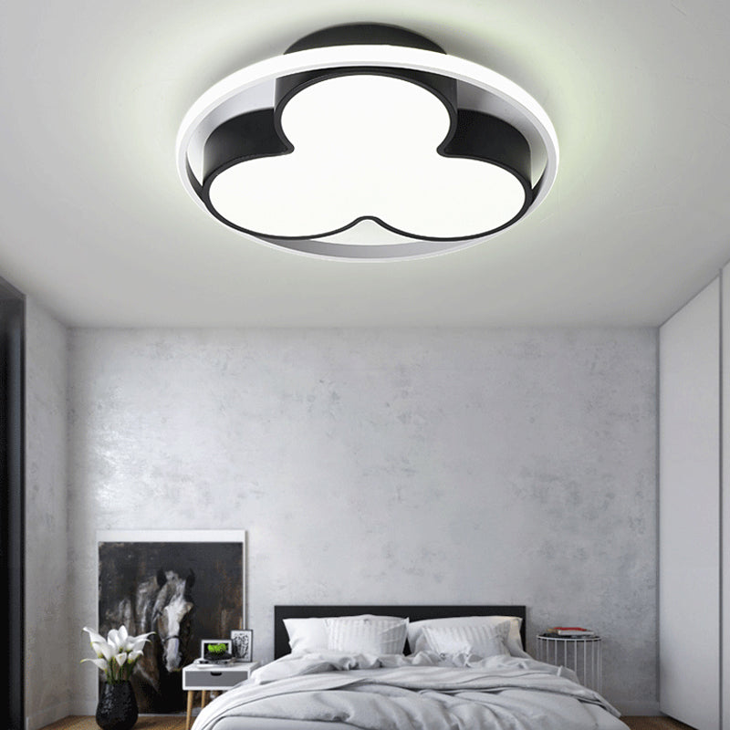 Child Bedroom Flower Ceiling Mount Light with Ring Acrylic Nordic Style LED Ceiling Lamp Black 16" Clearhalo 'Ceiling Lights' 'Close To Ceiling Lights' 'Close to ceiling' 'Flush mount' Lighting' 200566