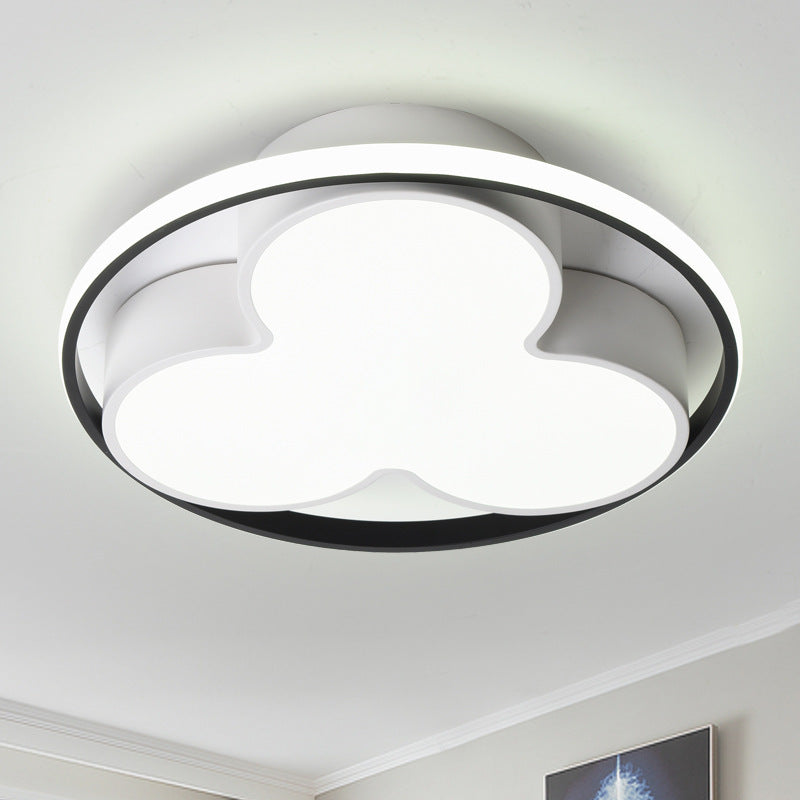 Child Bedroom Flower Ceiling Mount Light with Ring Acrylic Nordic Style LED Ceiling Lamp White 19.5" Clearhalo 'Ceiling Lights' 'Close To Ceiling Lights' 'Close to ceiling' 'Flush mount' Lighting' 200572