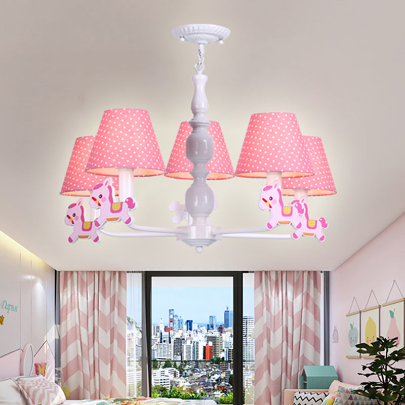 Nordic Tapered Shade Hanging Chandelier Fabric Hanging Lights for Living Room Clearhalo 'Ceiling Lights' 'Chandeliers' Lighting' options 200609