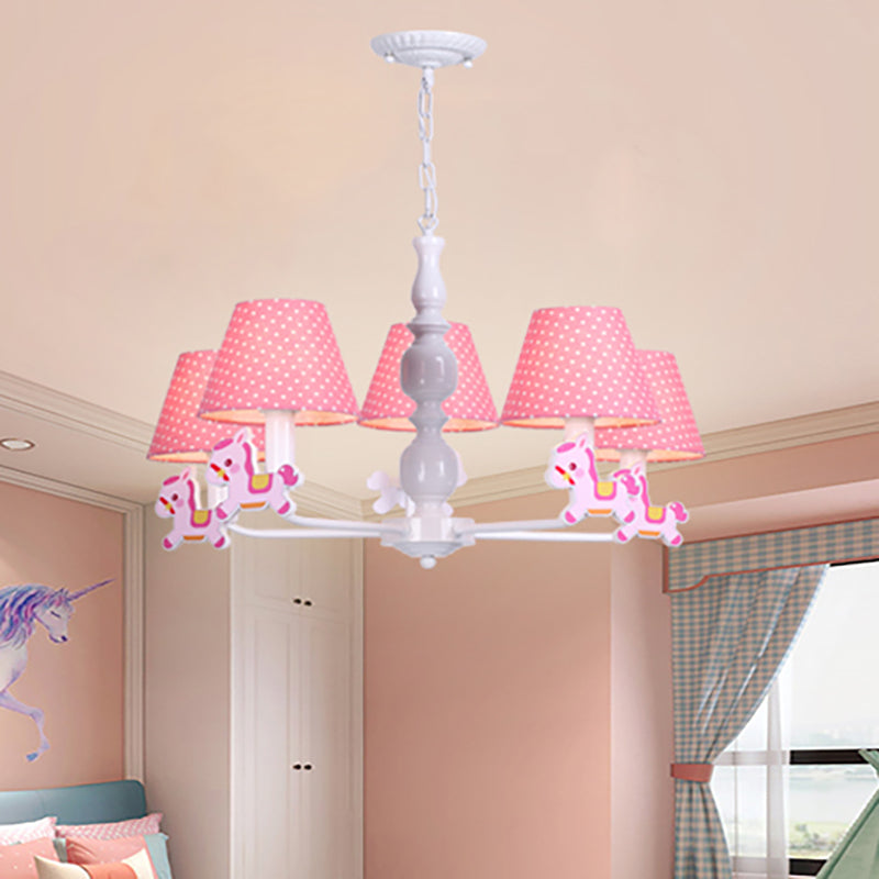 Nordic Tapered Shade Hanging Chandelier Fabric Hanging Lights for Living Room Clearhalo 'Ceiling Lights' 'Chandeliers' Lighting' options 200610
