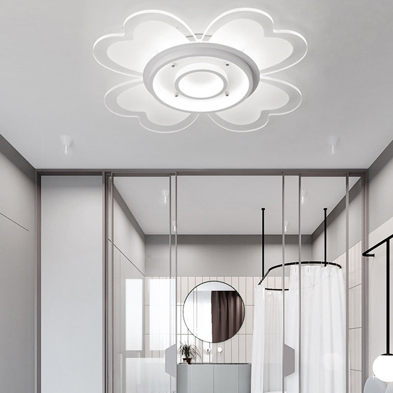 Heart Petal & Round Flush Mount Light Modern Acrylic LED Ceiling Light in White for Baby Room White White Clearhalo 'Ceiling Lights' 'Close To Ceiling Lights' 'Close to ceiling' 'Semi-flushmount' Lighting' 200618