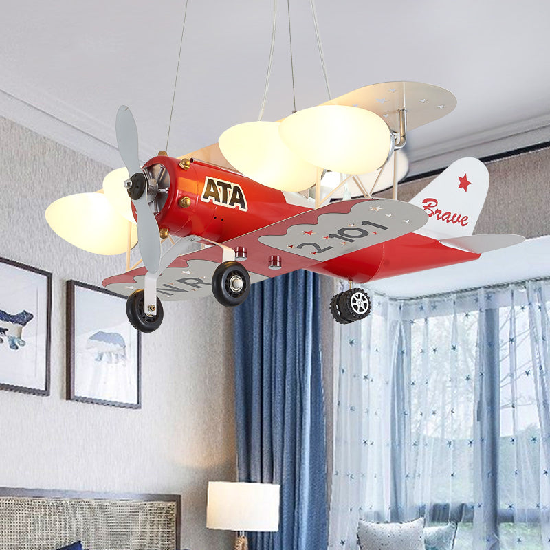 Chic Modern Fighter Plane Pendant Light Fixture Metal Hanging Lights in Red for Bedroom Clearhalo 'Ceiling Lights' 'Chandeliers' Lighting' options 200641