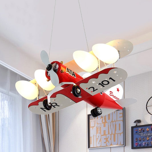 Chic Modern Fighter Plane Pendant Light Fixture Metal Hanging Lights in Red for Bedroom Clearhalo 'Ceiling Lights' 'Chandeliers' Lighting' options 200642
