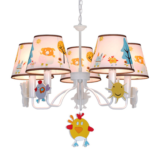Fabric Tapered Shade Hanging Lights Cartoon Hanging Ceiling Lamp in White for Bedroom Clearhalo 'Ceiling Lights' 'Chandeliers' Lighting' options 200666