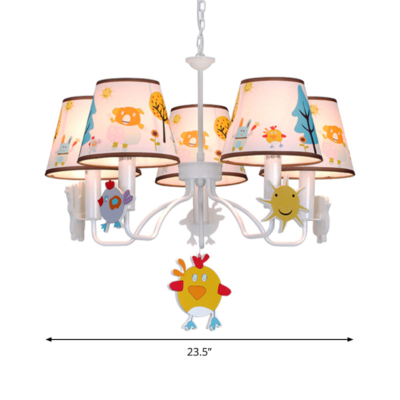 Fabric Tapered Shade Hanging Lights Cartoon Hanging Ceiling Lamp in White for Bedroom Clearhalo 'Ceiling Lights' 'Chandeliers' Lighting' options 200667