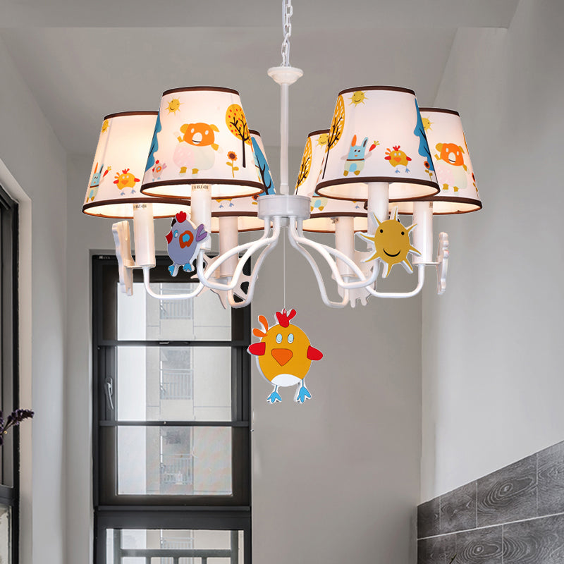 Fabric Tapered Shade Hanging Lights Cartoon Hanging Ceiling Lamp in White for Bedroom Clearhalo 'Ceiling Lights' 'Chandeliers' Lighting' options 200670